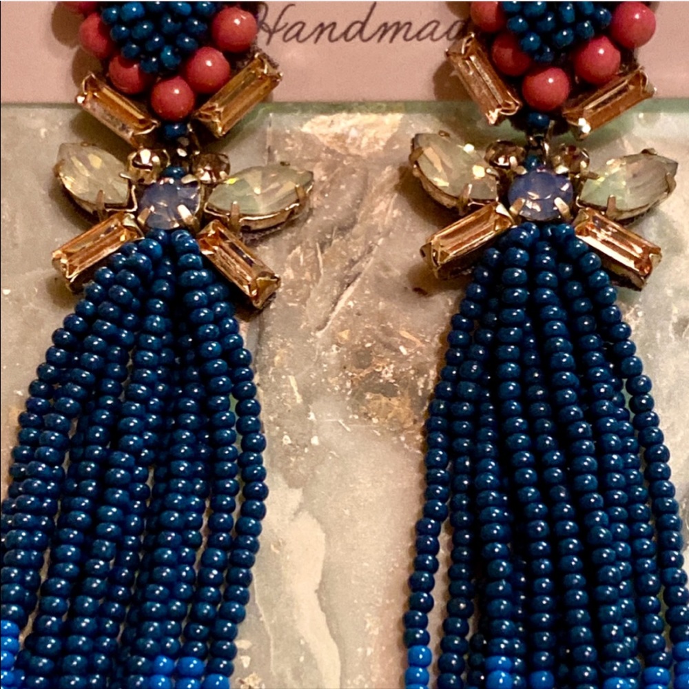 NWT Anthropologie Deepa Crystal Beaded Fringe Earrings - Picture 5 of 11